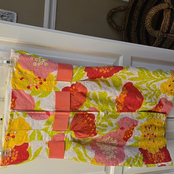 Lilly Pulitzer Floral Strapless Dress Pink Yellow Lime White Cotton sz 0 EUC - Picture 5 of 12